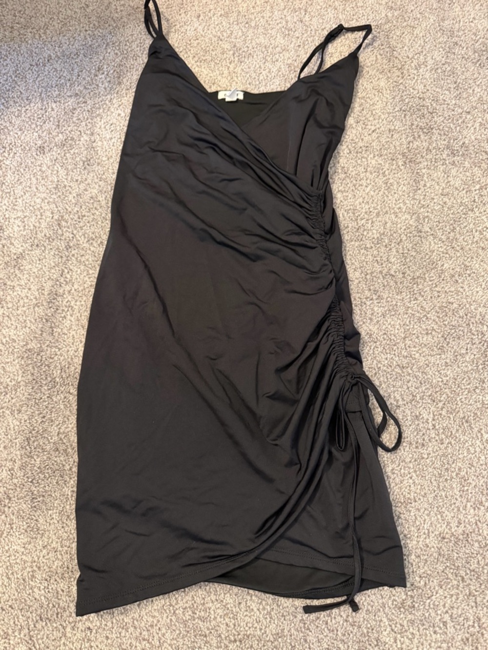 Garage Women's Black Ruched Slip Dress